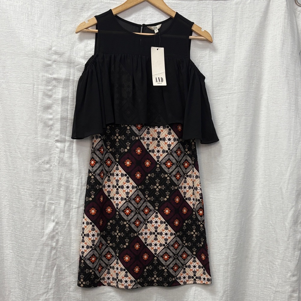 AND Black Geometric Print Sleeveless Dress, Size 10, New with tags